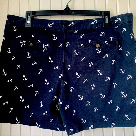 Dockers (Size 16) Navy Blue with White Anchors; 2 front side flat pockets and - Picture 2 of 4